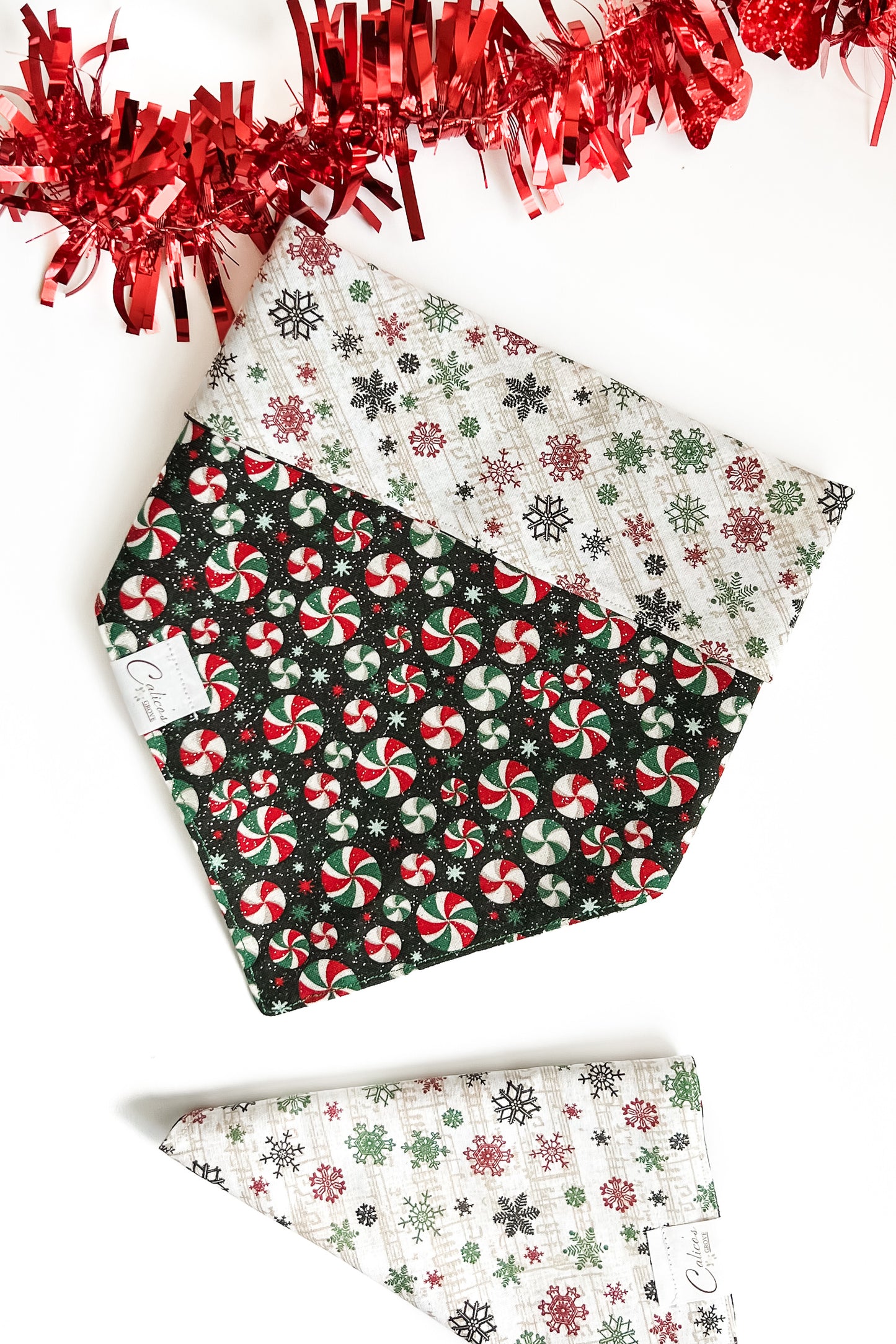 Peppermints And Snowflakes Reversible Bandana