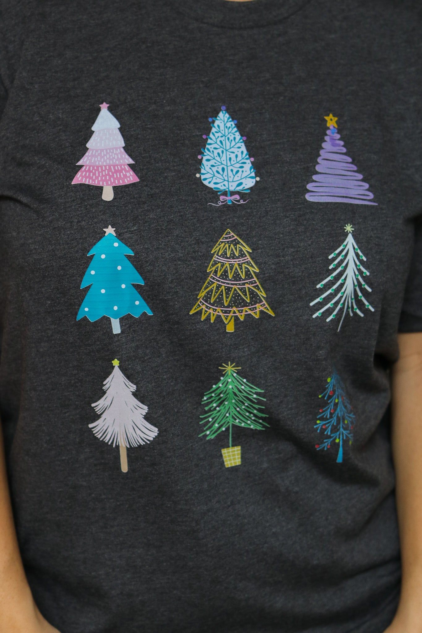 Girly Christmas Trees Graphic Tee