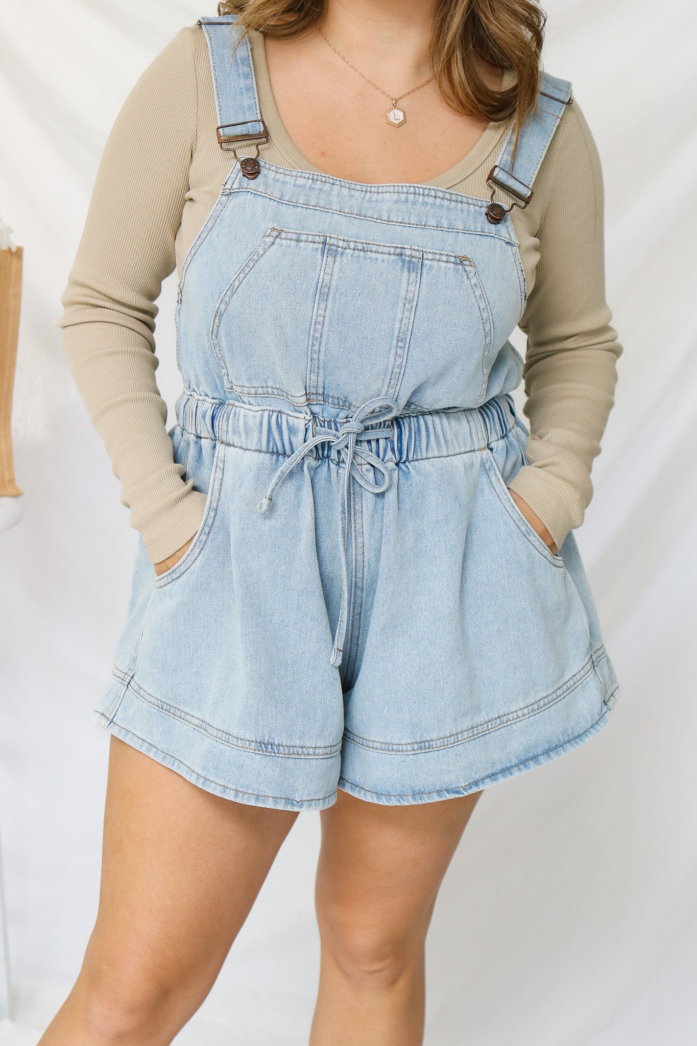 Flower Picking Denim Short Overalls