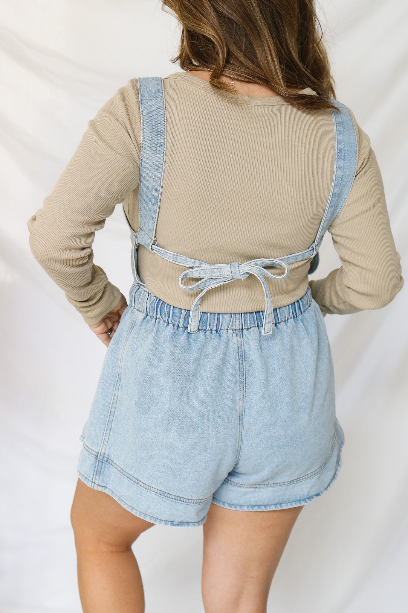 Flower Picking Denim Short Overalls