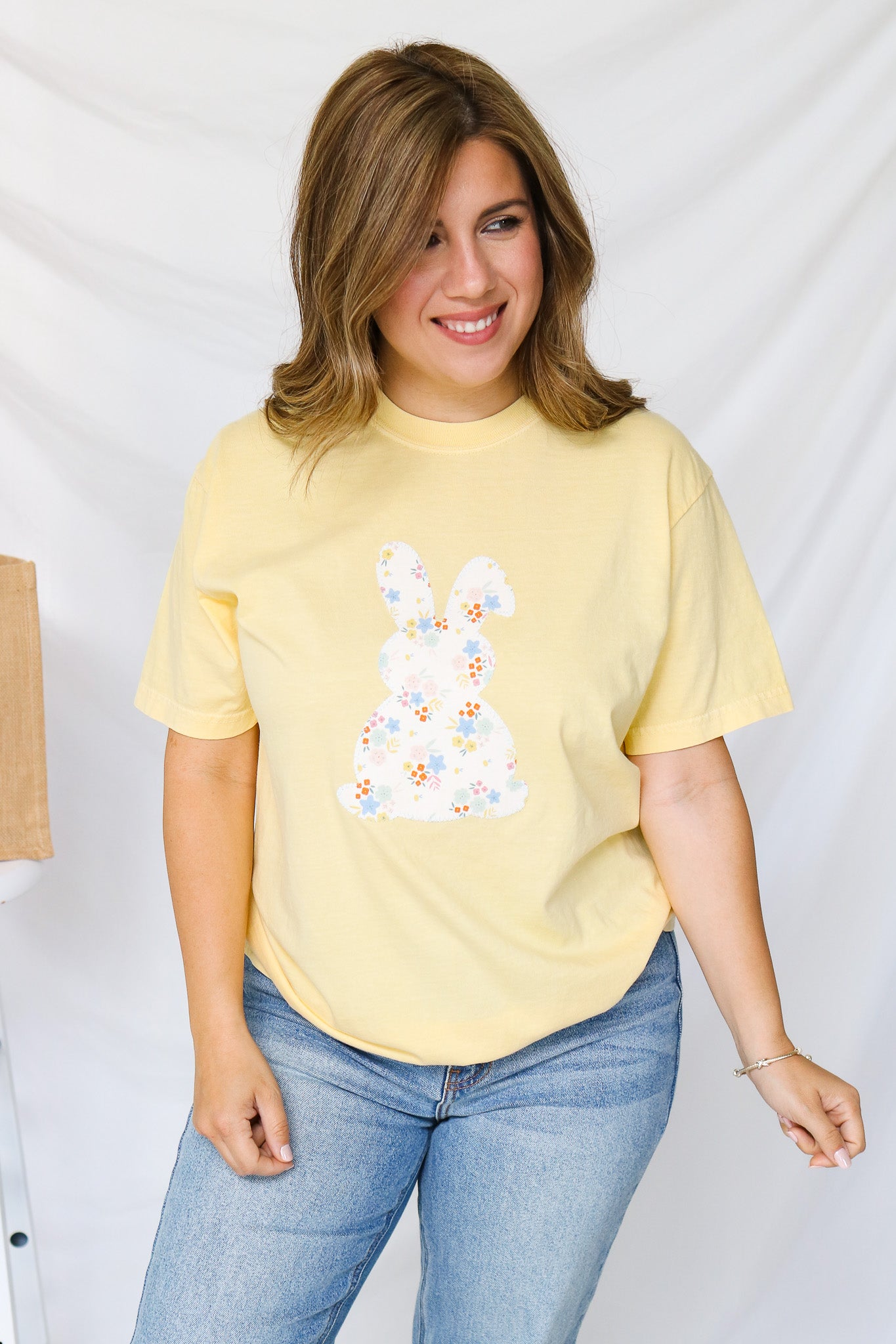 Floral Bunny Stitched Graphic Tee