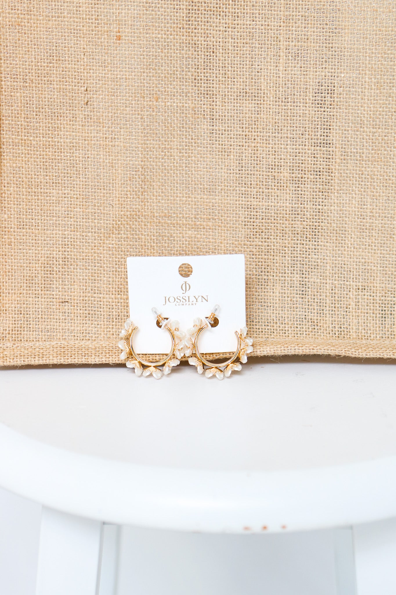 Acrylic Pearl Flower Hoop Earrings