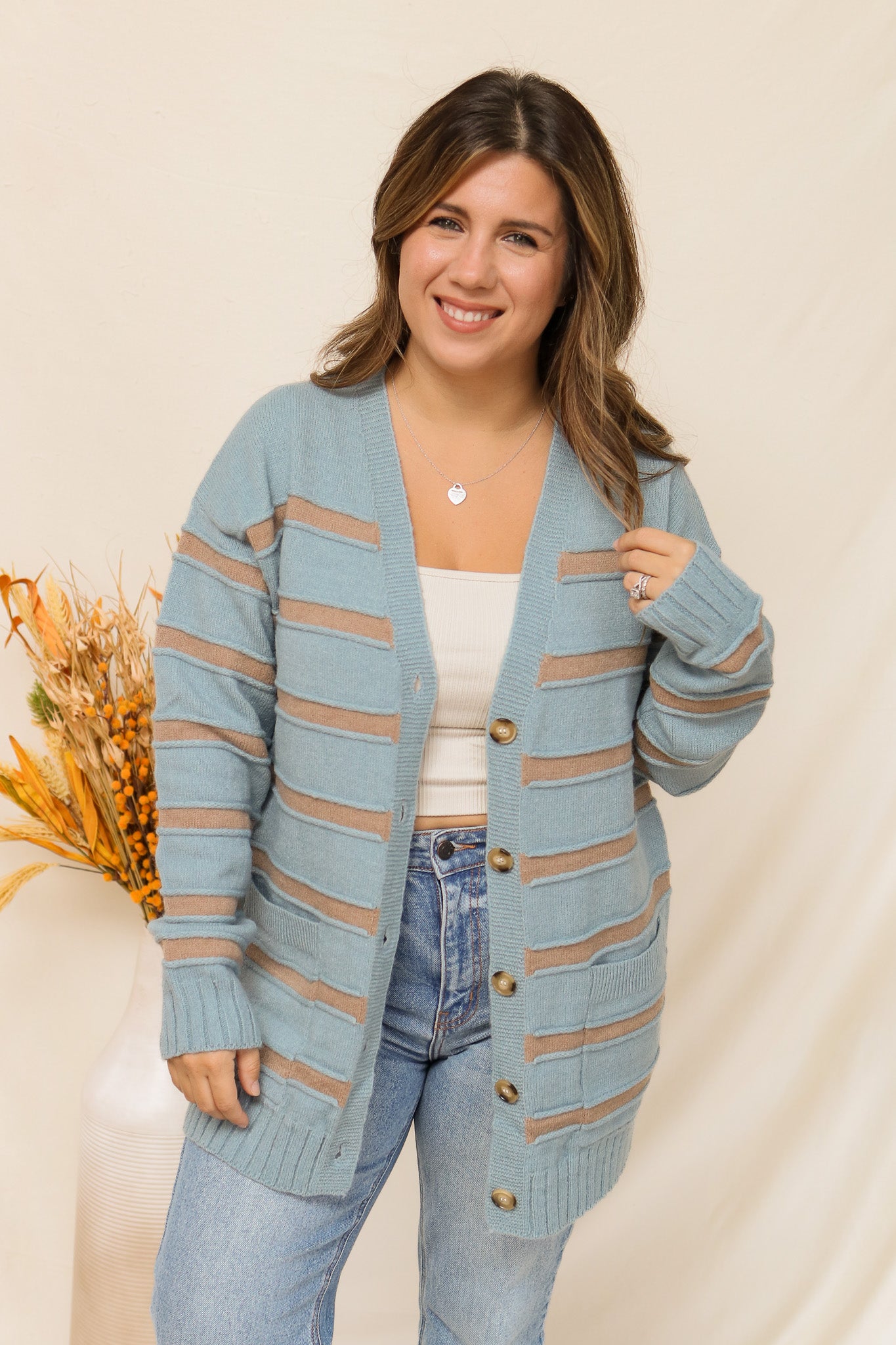 Keeping Warm Striped Cardigan