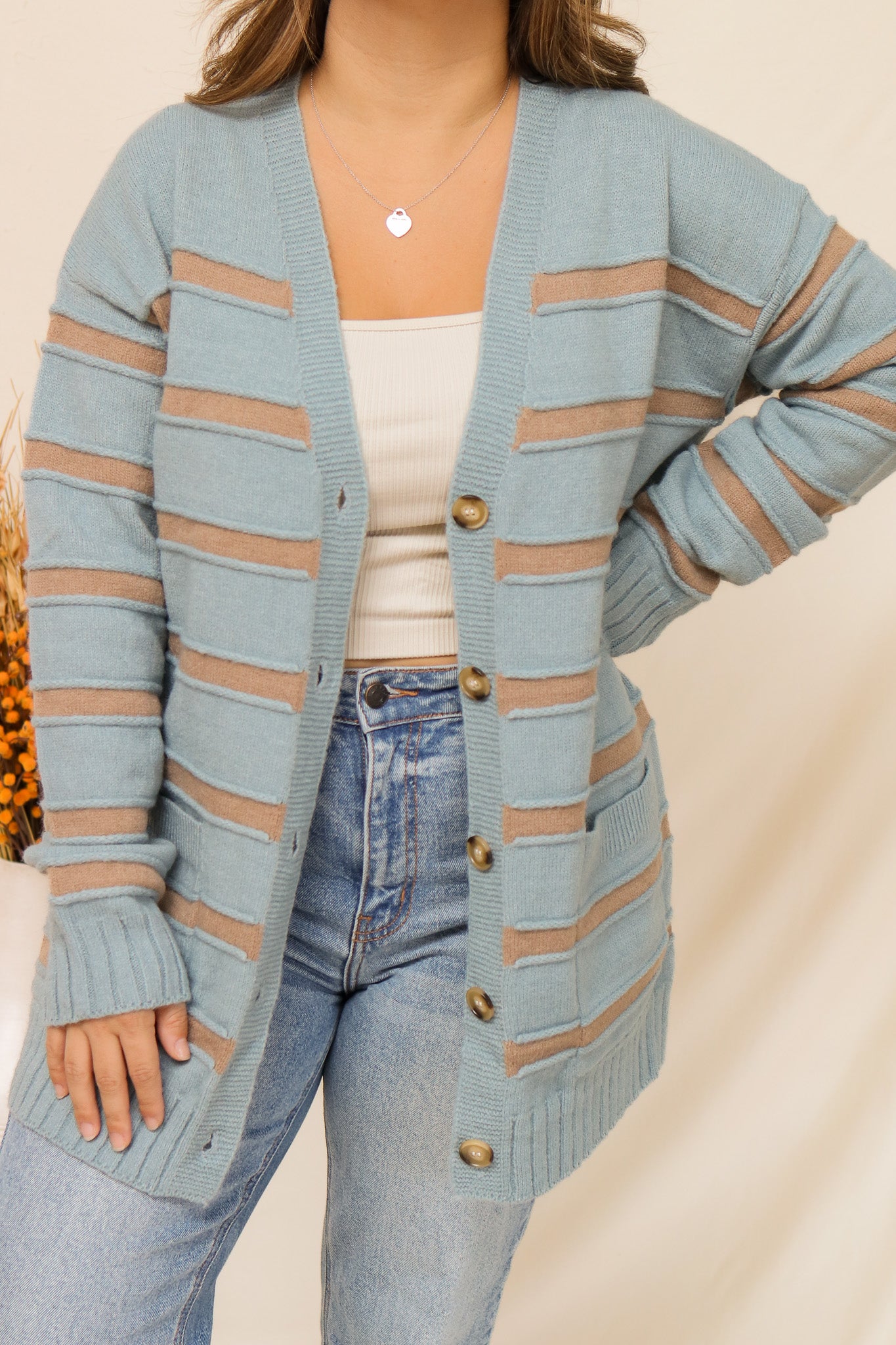 Keeping Warm Striped Cardigan