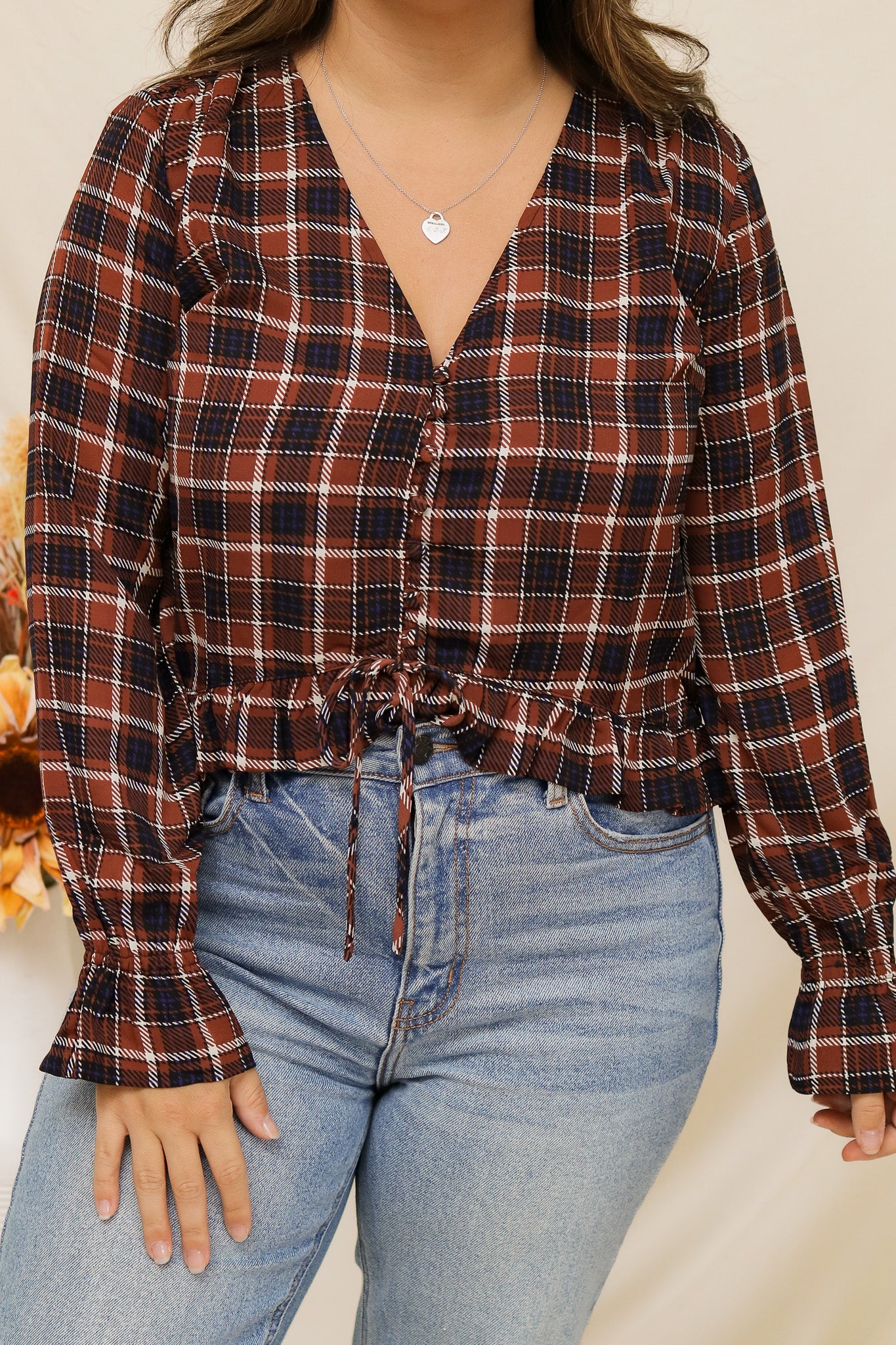 Autumn Nights Plaid Ruffle Top