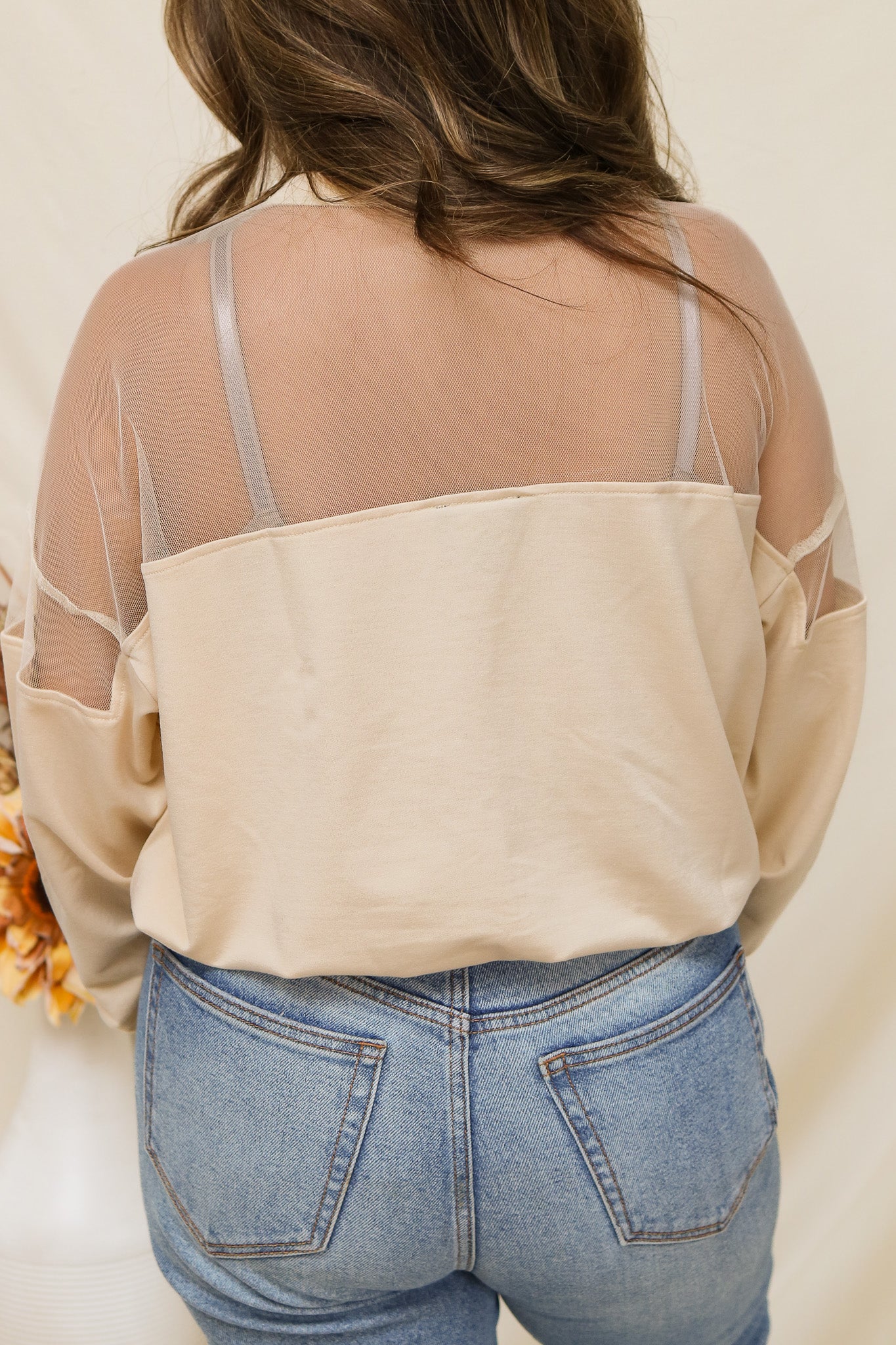 Fall Breeze Sheer Shoulder Top