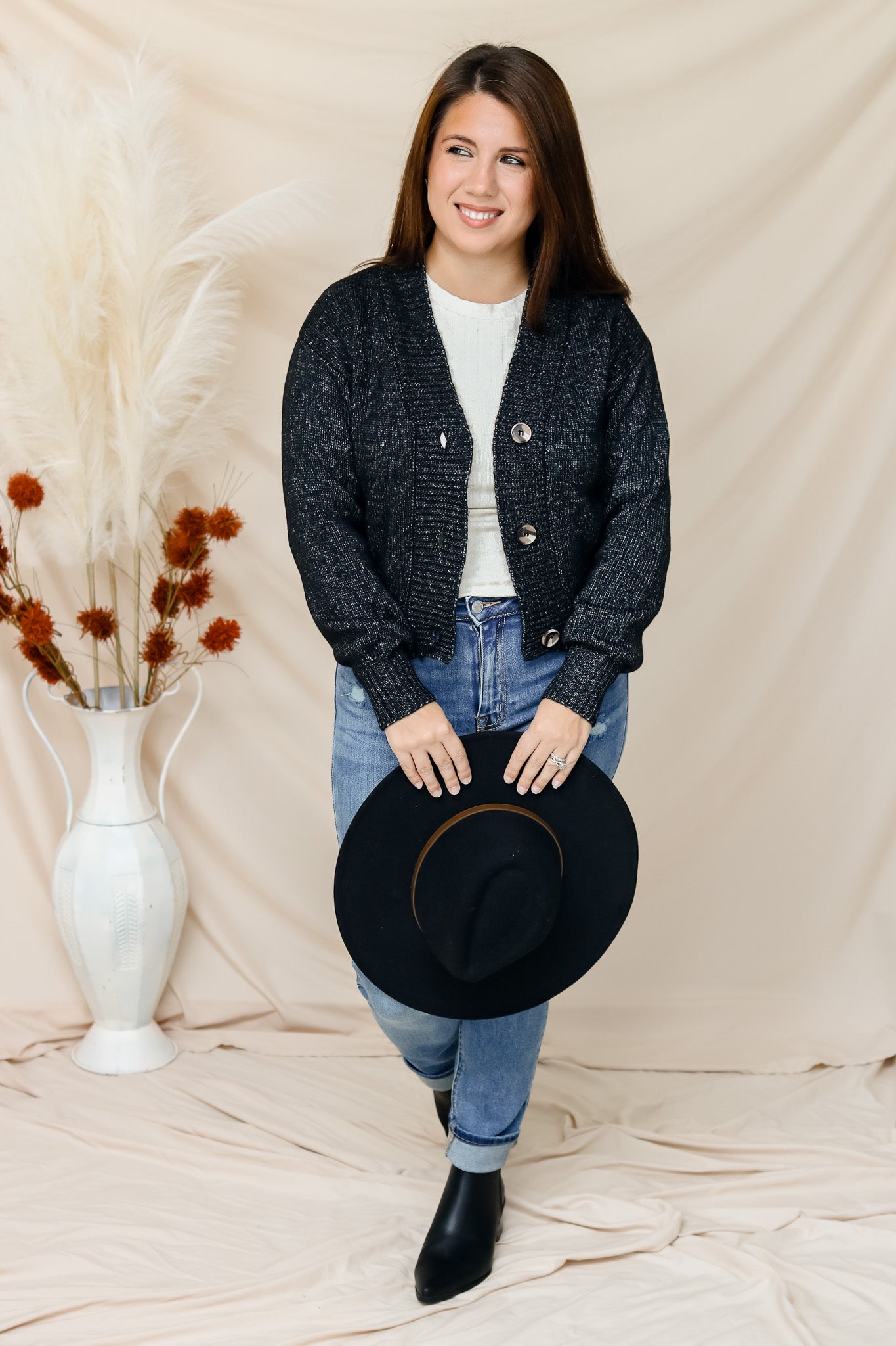Day Trip Black Button Cardigan