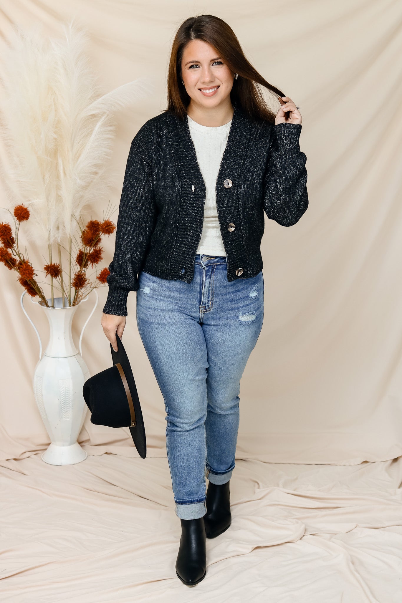 Day Trip Black Button Cardigan