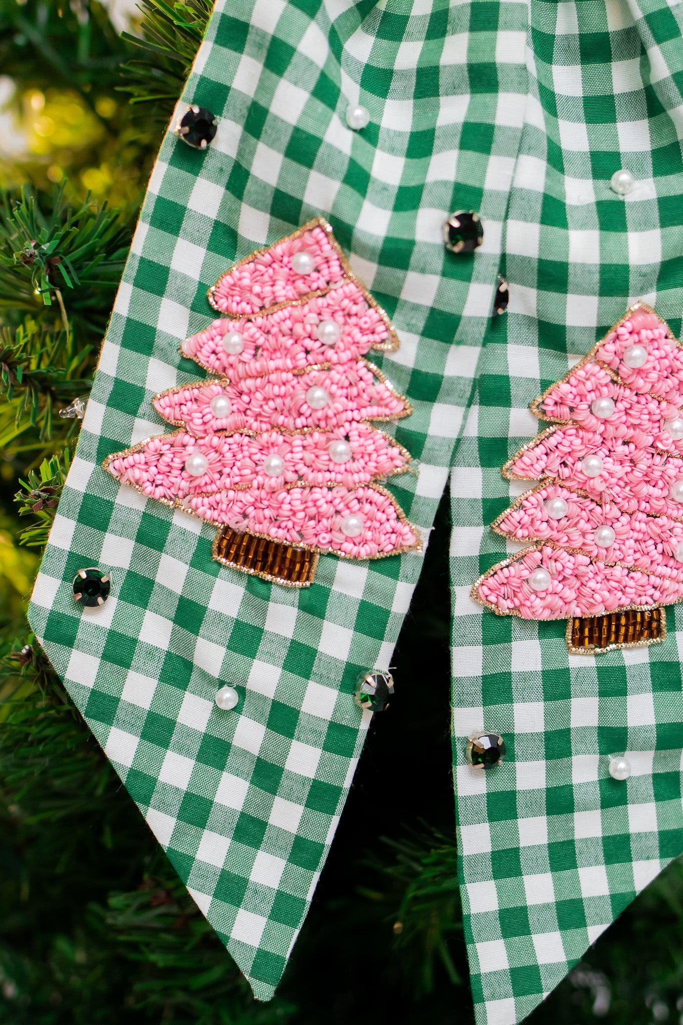 Plaid Holiday Tree Hair Bow (green)