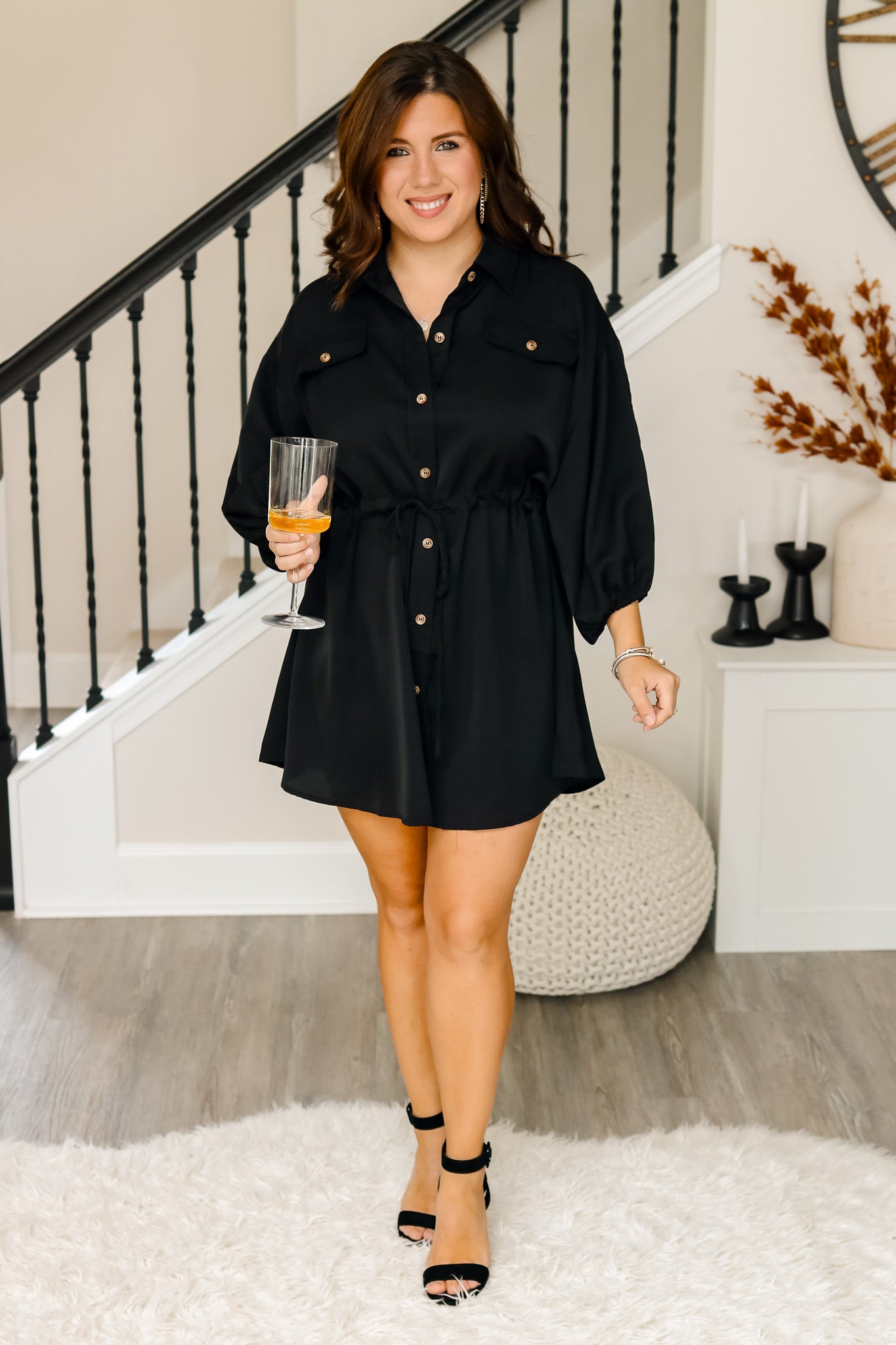 Get Together Button Dress (black)