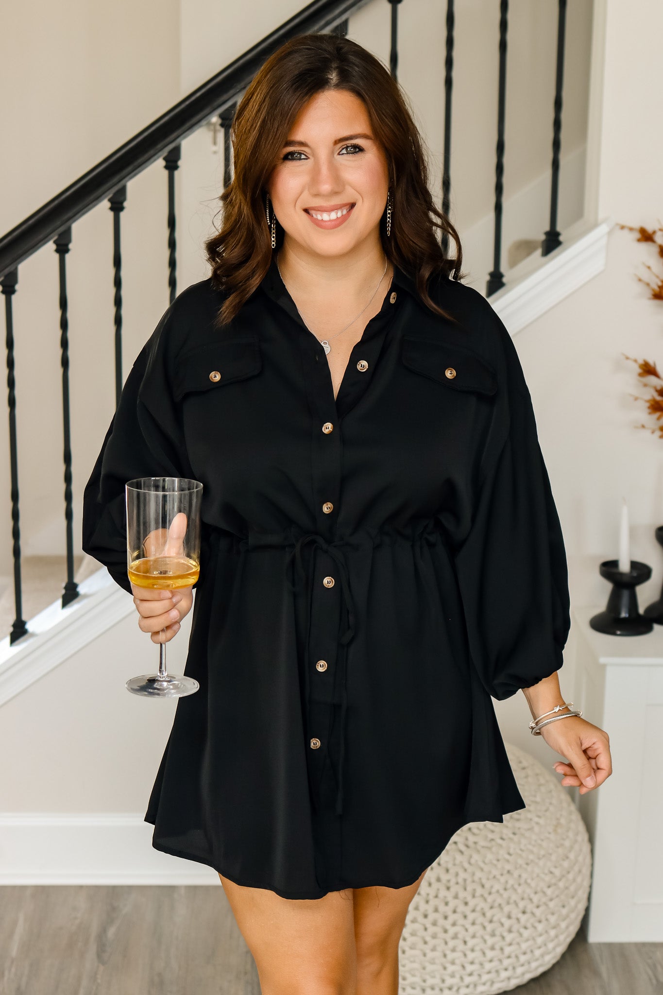 Get Together Button Dress (black)
