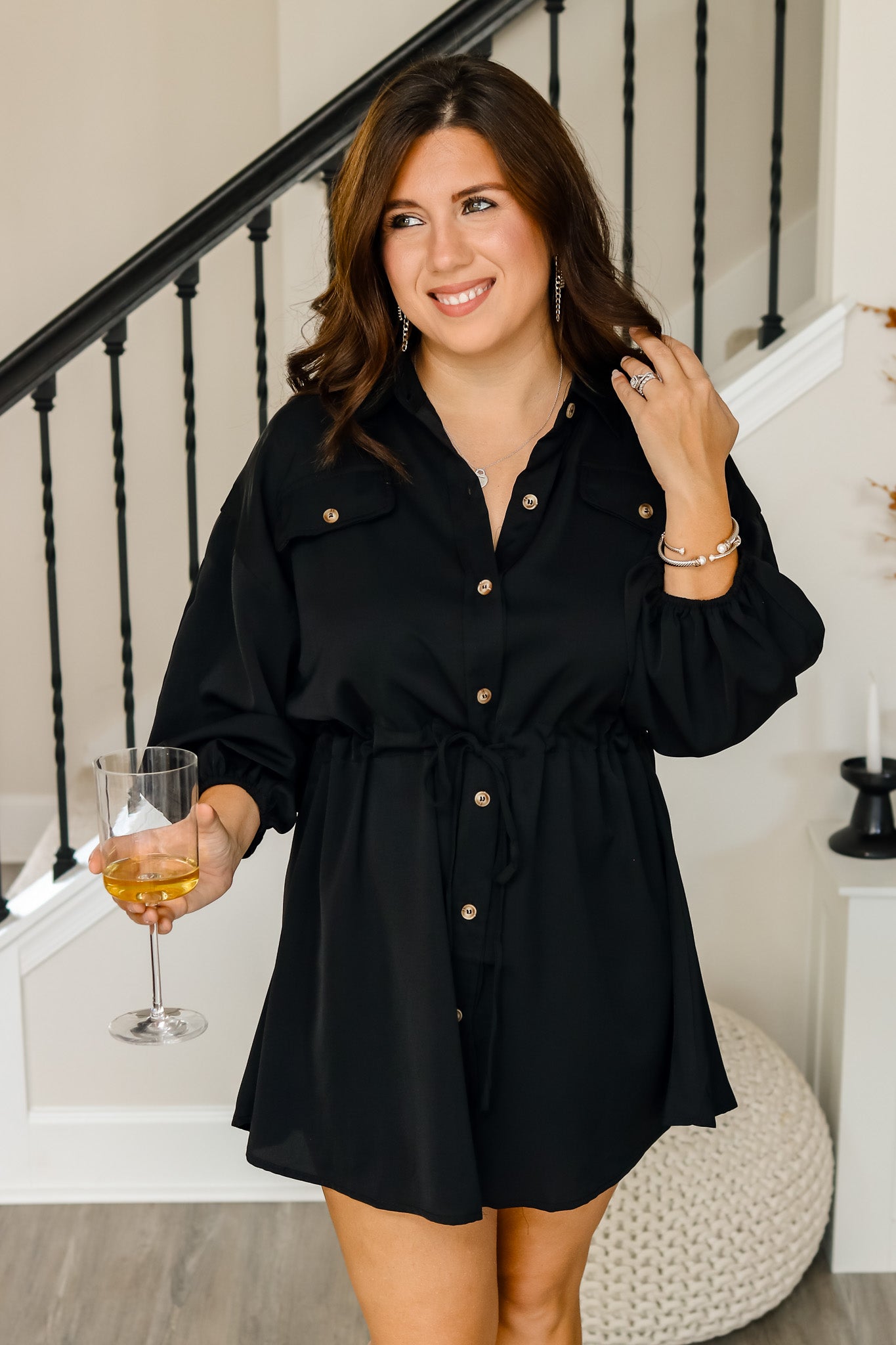 Get Together Button Dress (black)