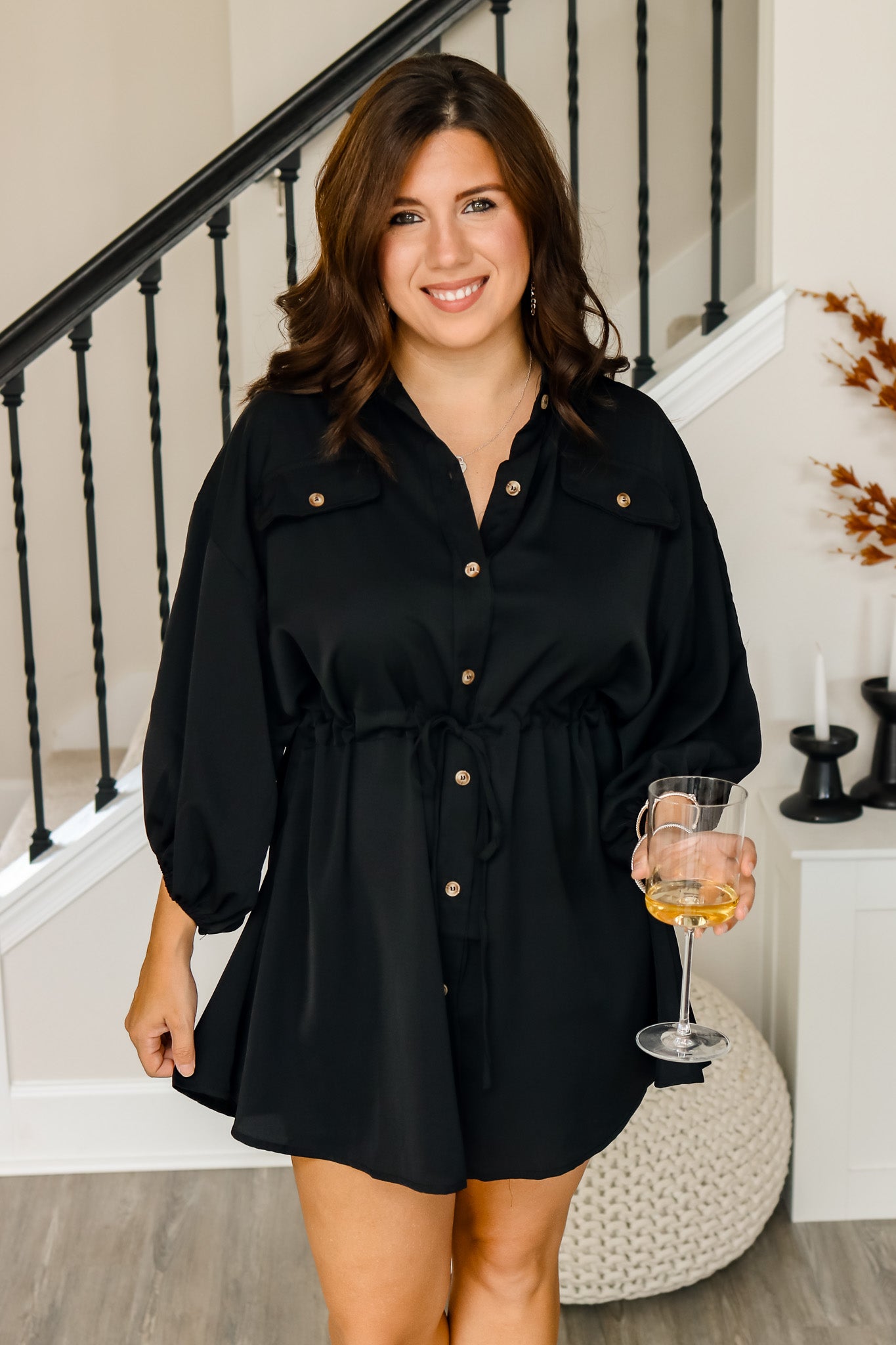 Get Together Button Dress (black)