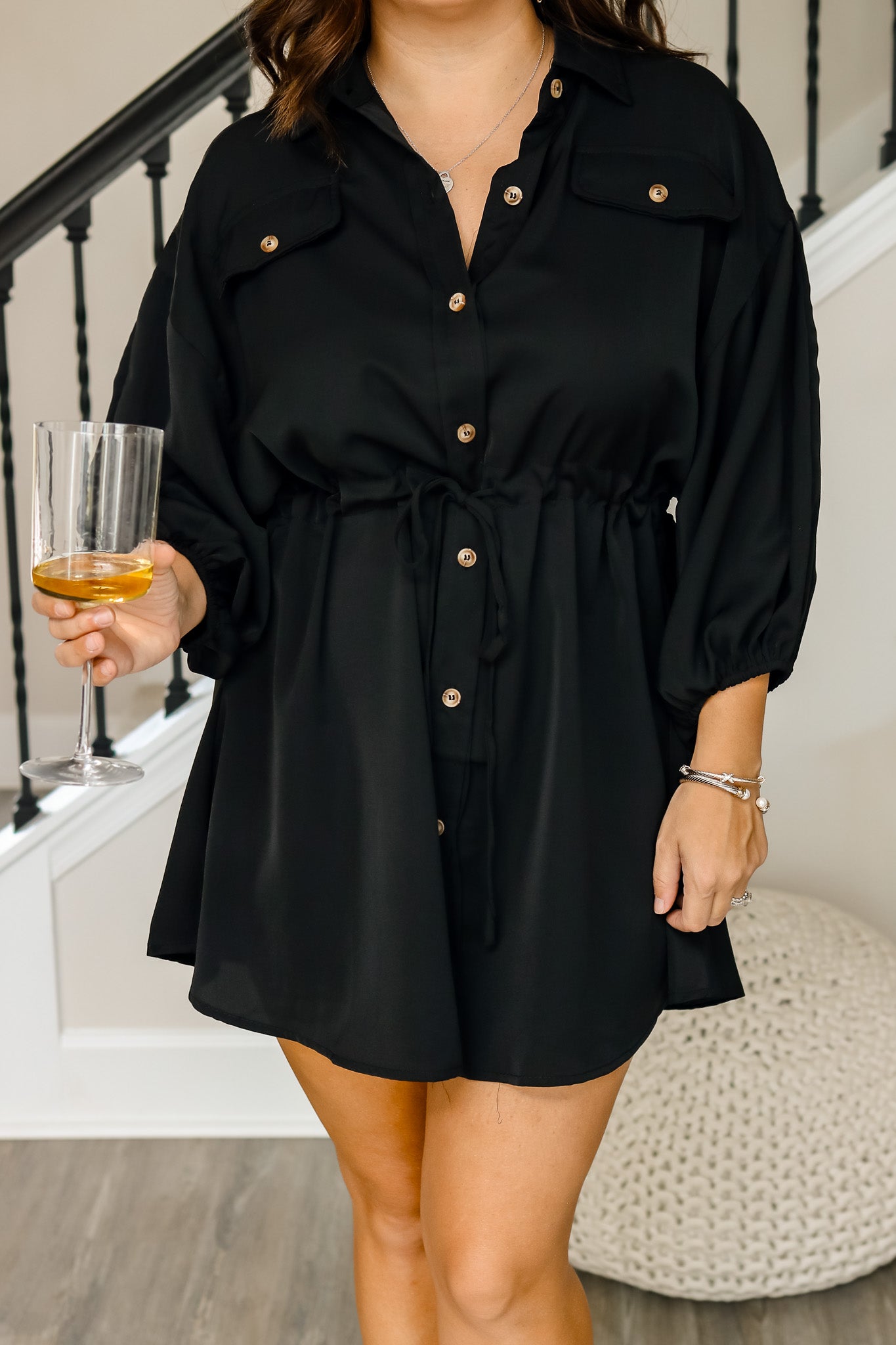 Get Together Button Dress (black)