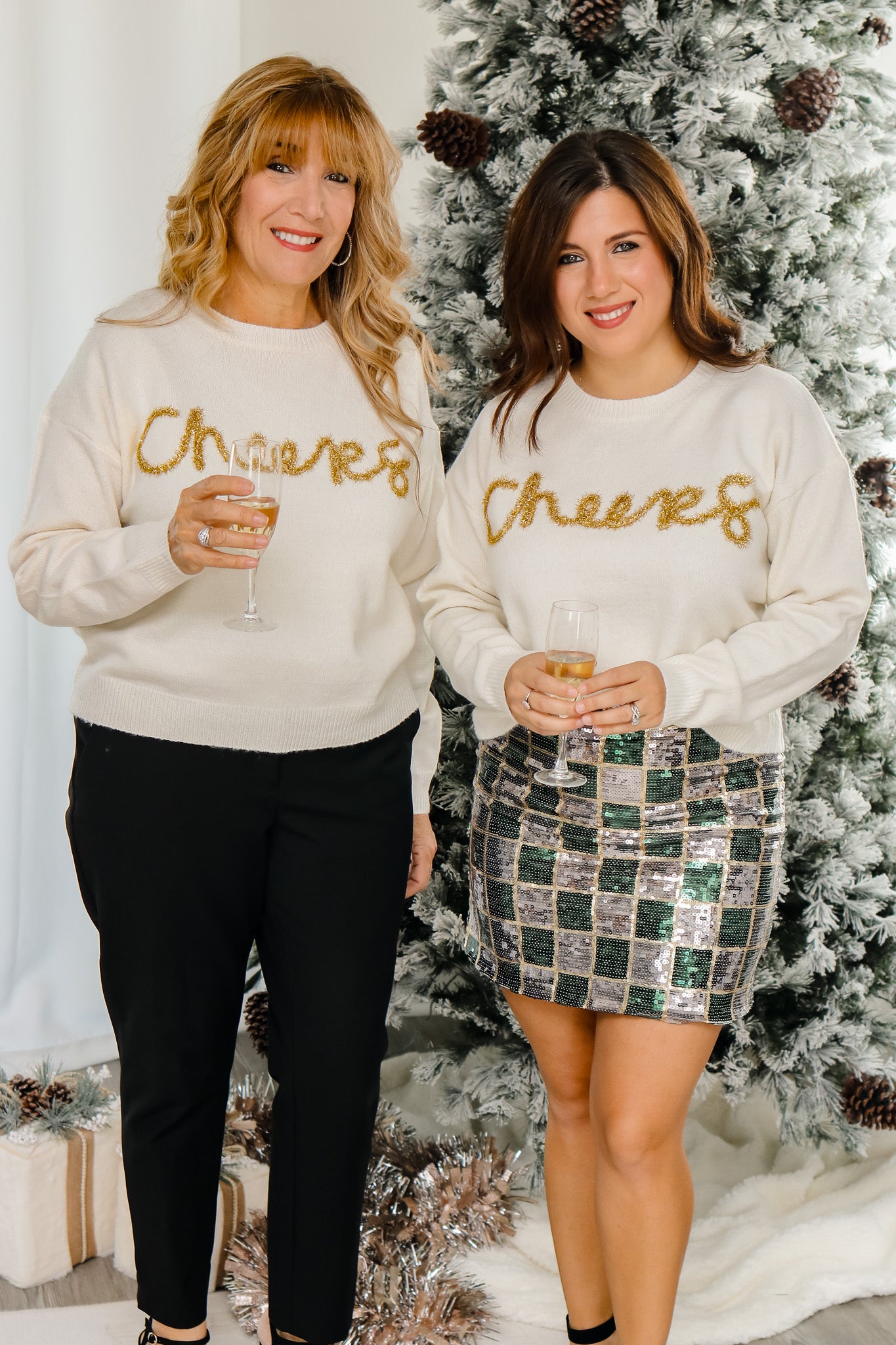Cheers Gold Tinsel Sweater