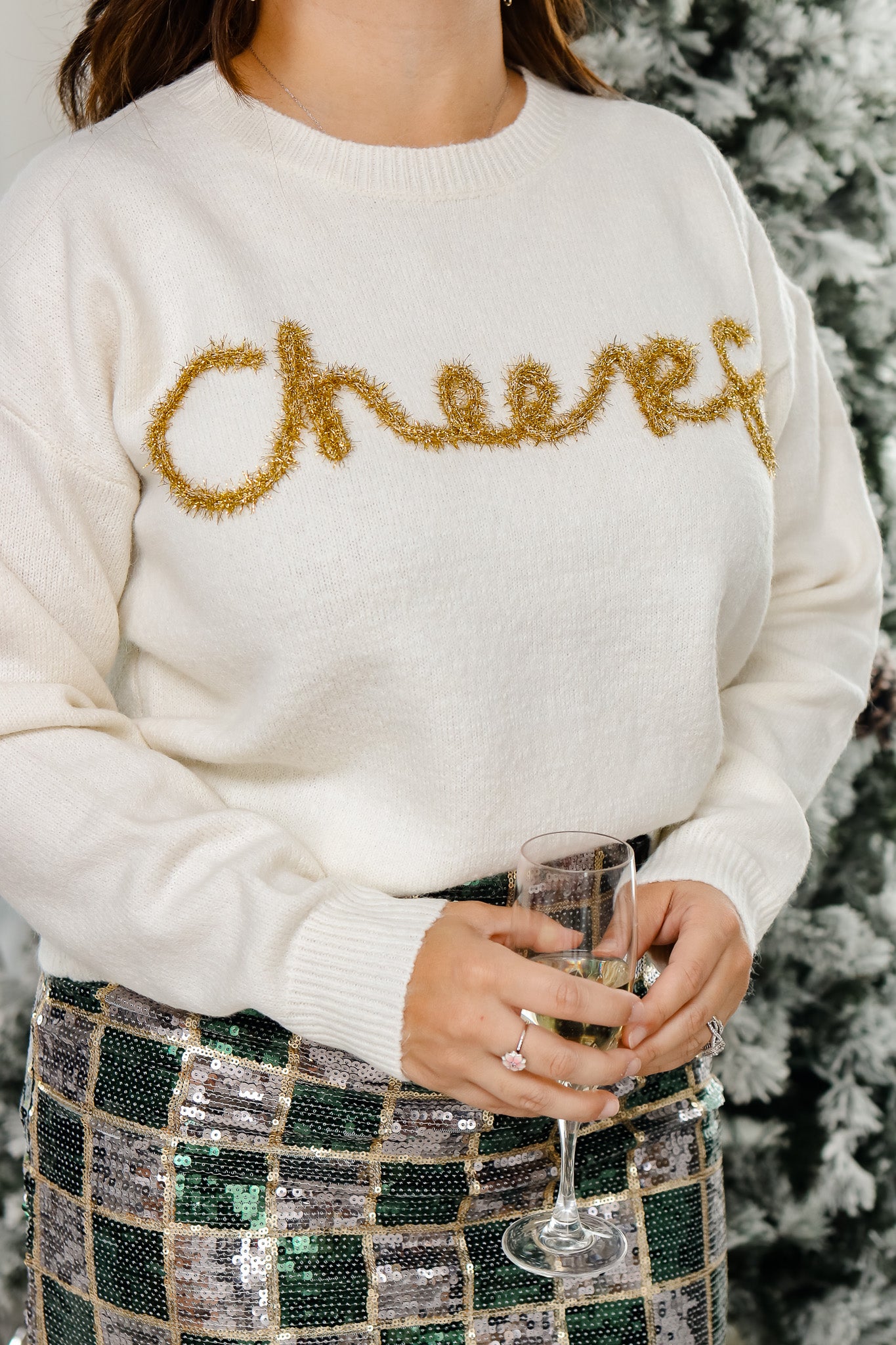 Cheers Gold Tinsel Sweater
