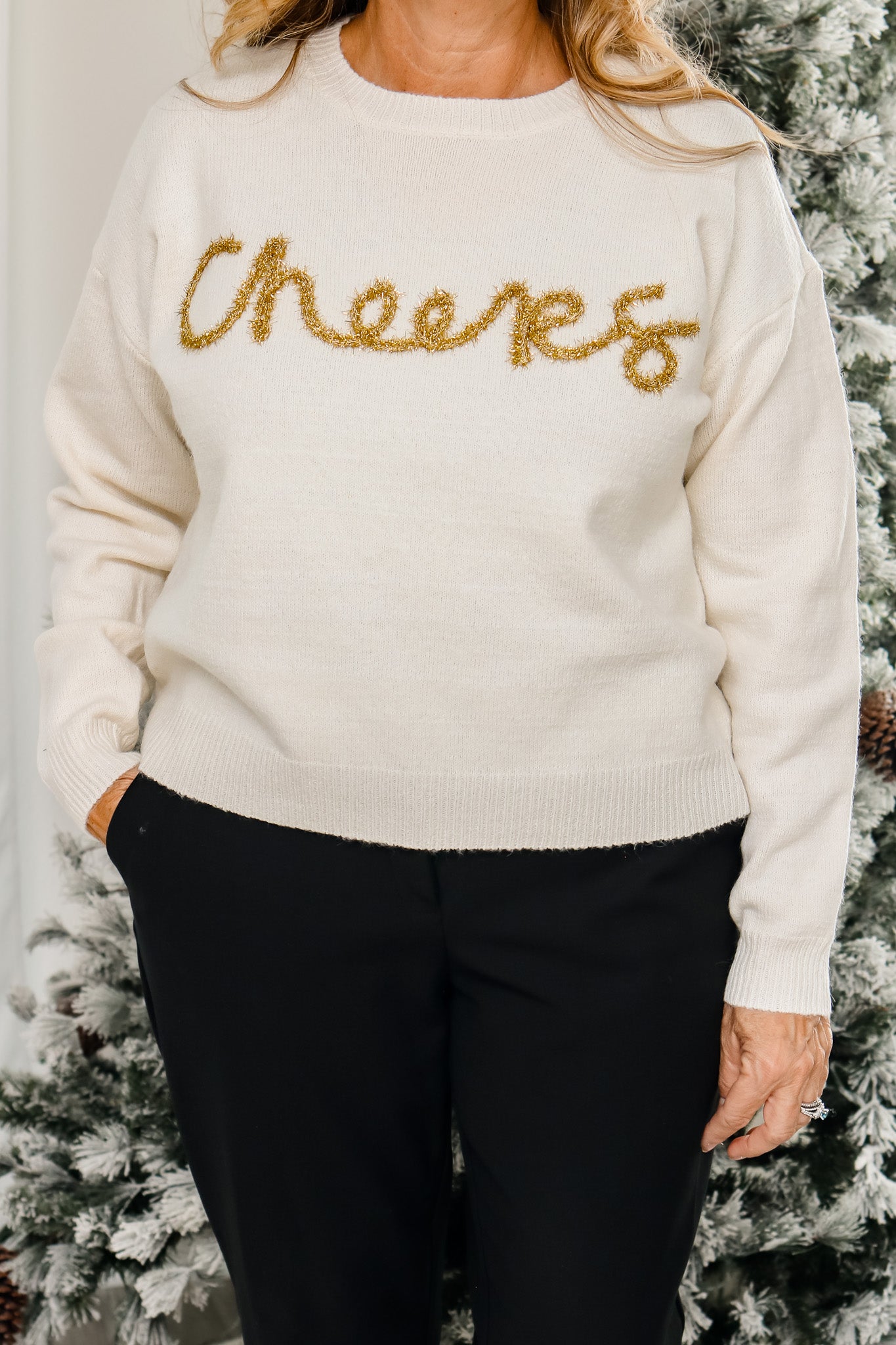 Cheers Gold Tinsel Sweater