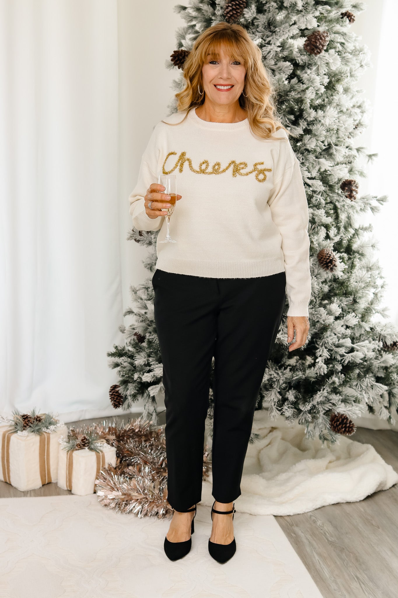 Cheers Gold Tinsel Sweater