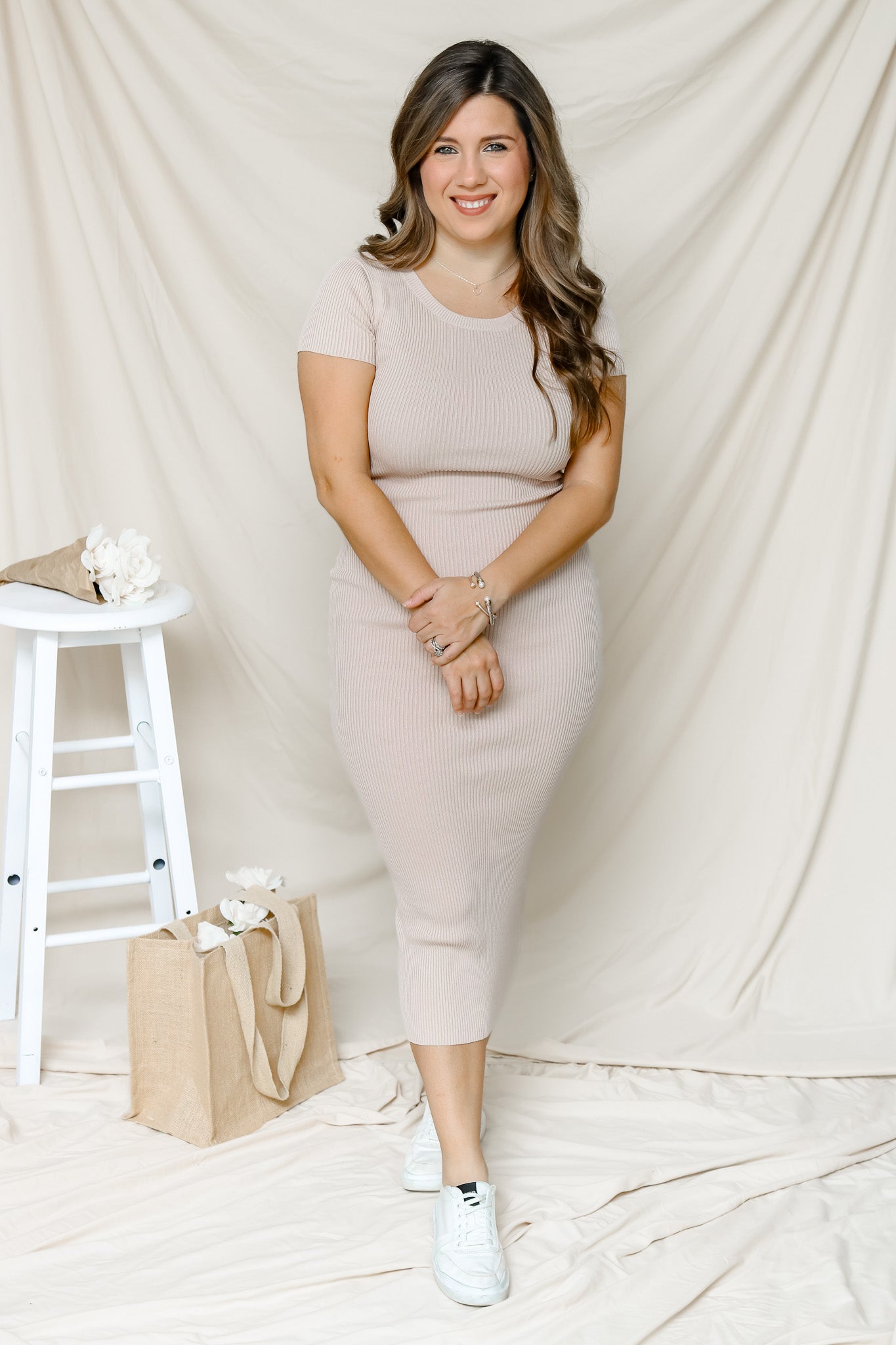 Anytime Anywhere Midi Dress (light blush)