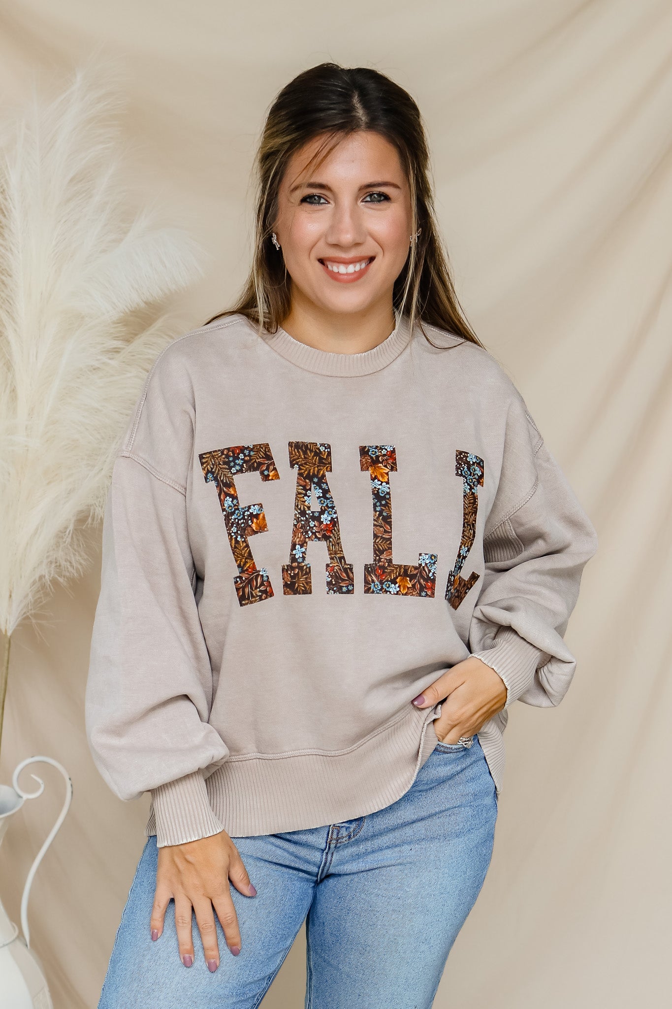 FALL Stitched Graphic Pullover (florals)