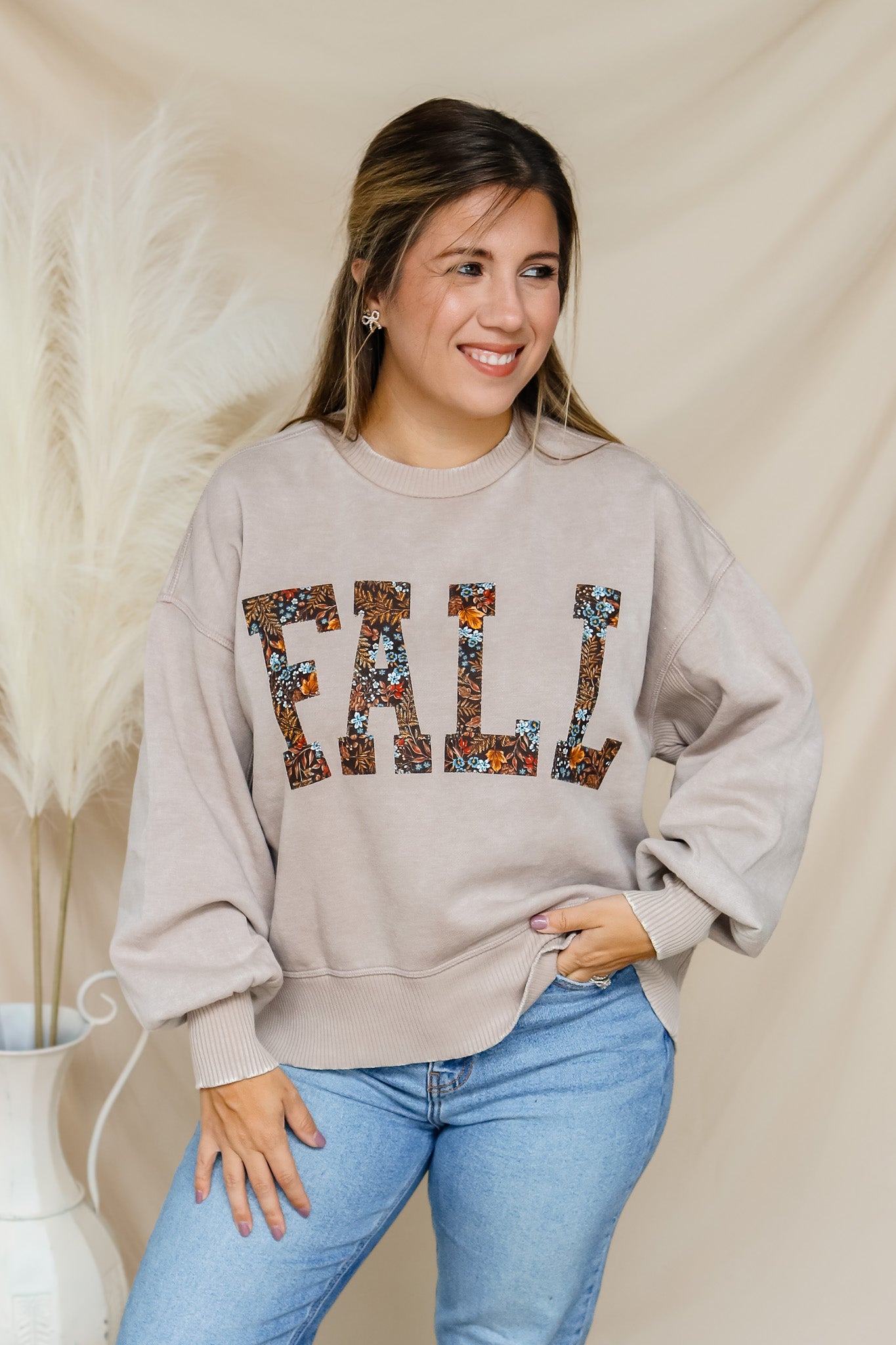 FALL Stitched Graphic Pullover (florals)