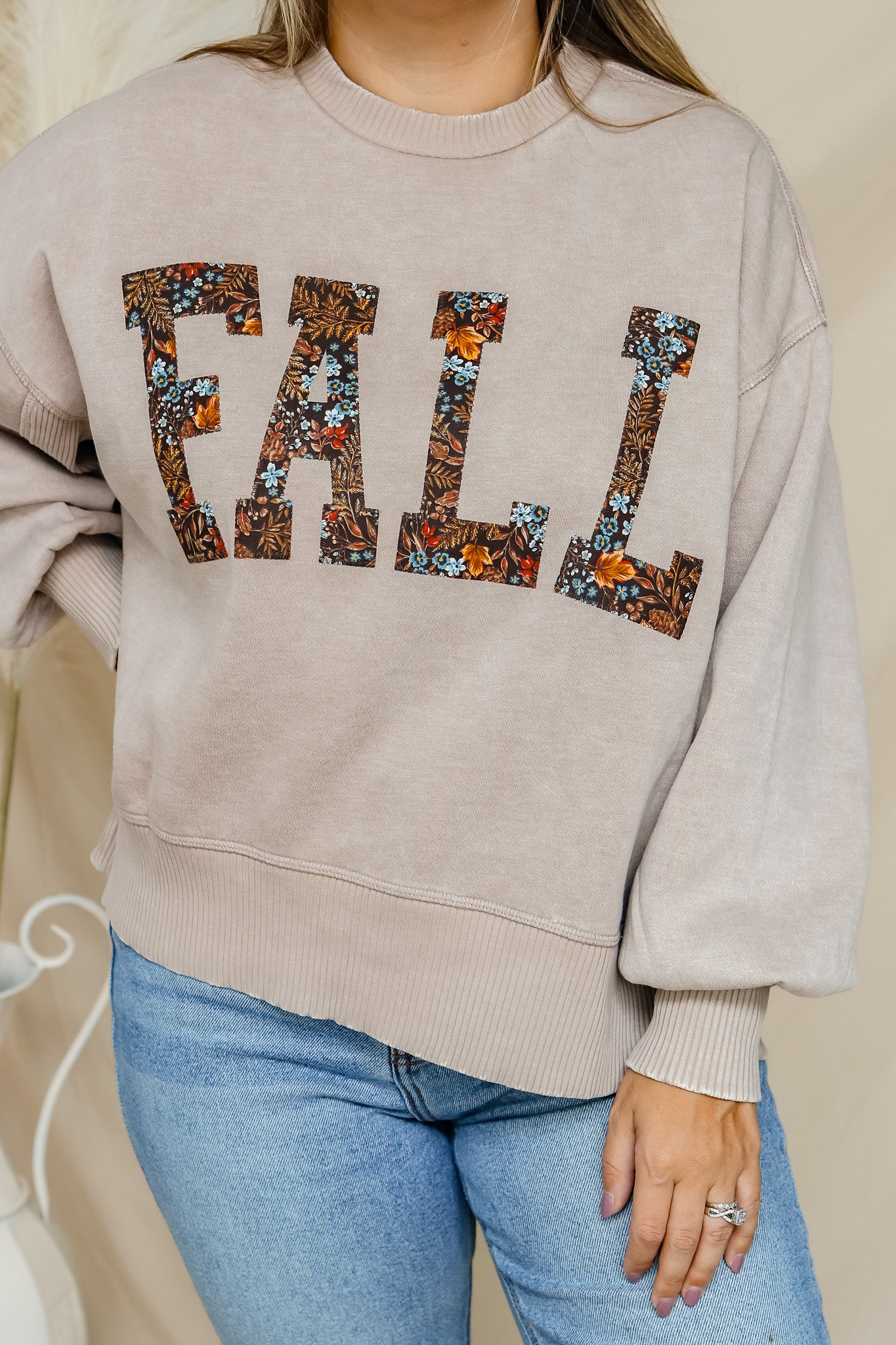 FALL Stitched Graphic Pullover (florals)