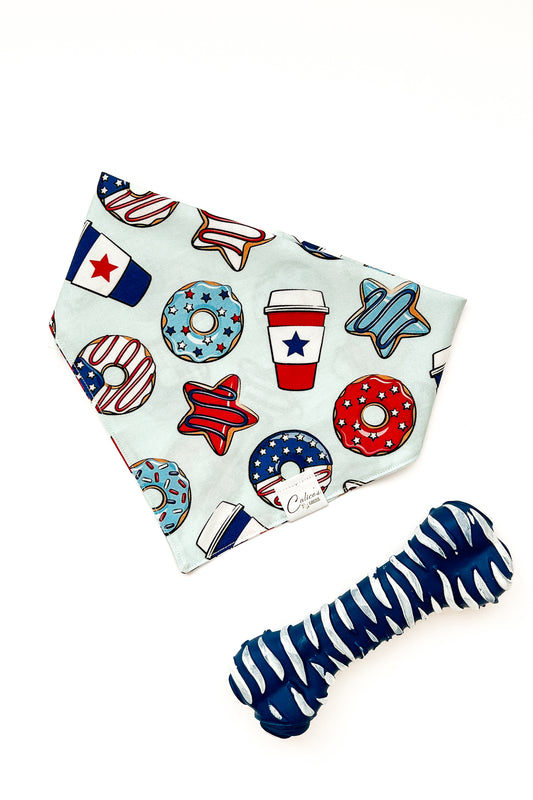 Donuts And Coffee Patriotic Bandana