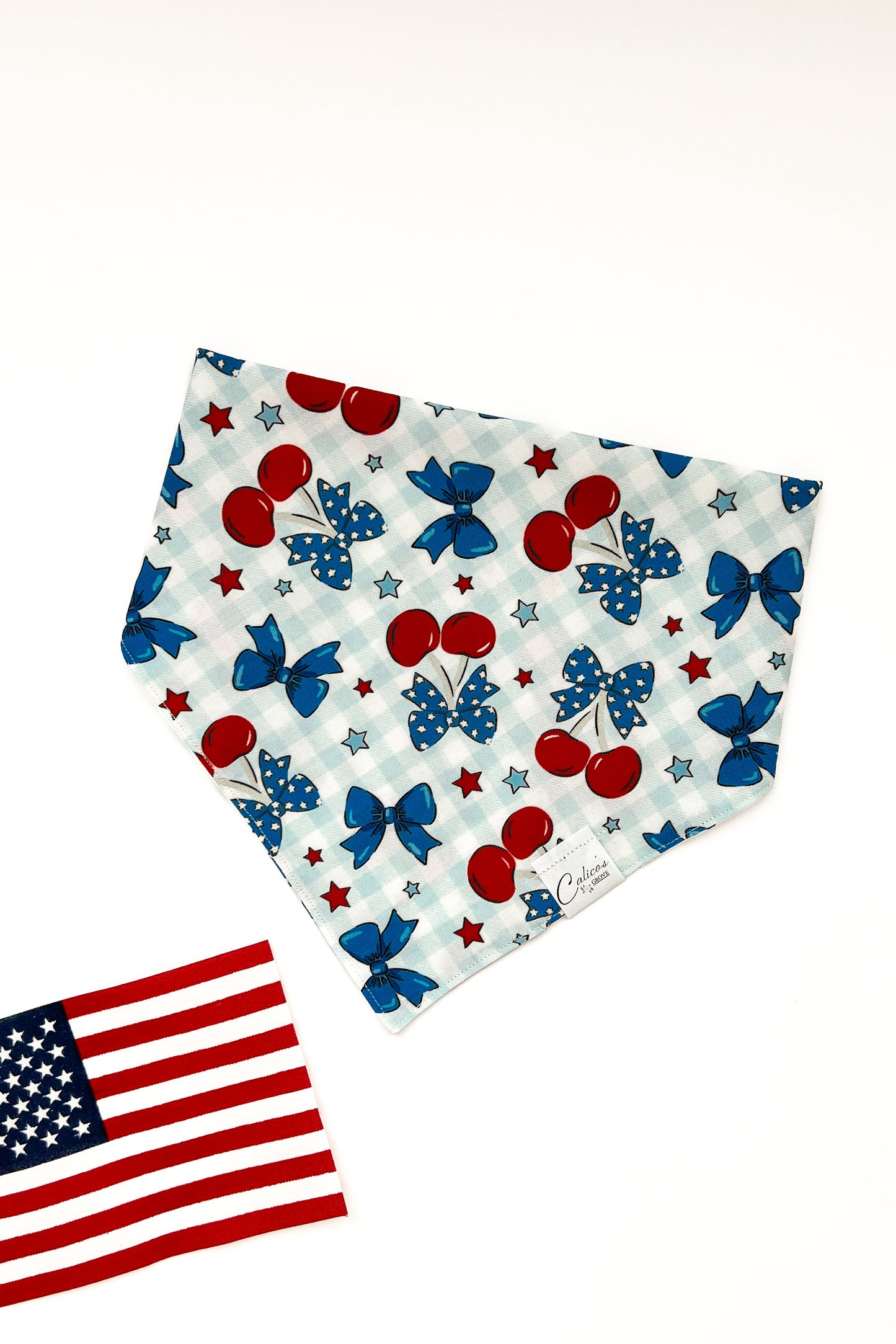 Cherries And Bows Patriotic Bandana
