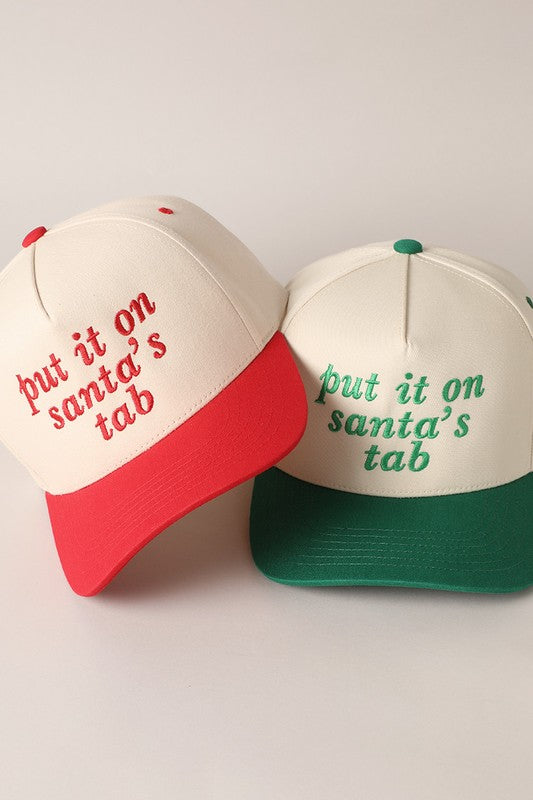 Put It On Santa's Tab Embroidered Baseball Cap (green)