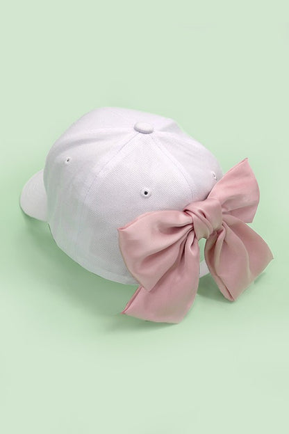 Bow Ribbon Baseball Cap (white/pink)