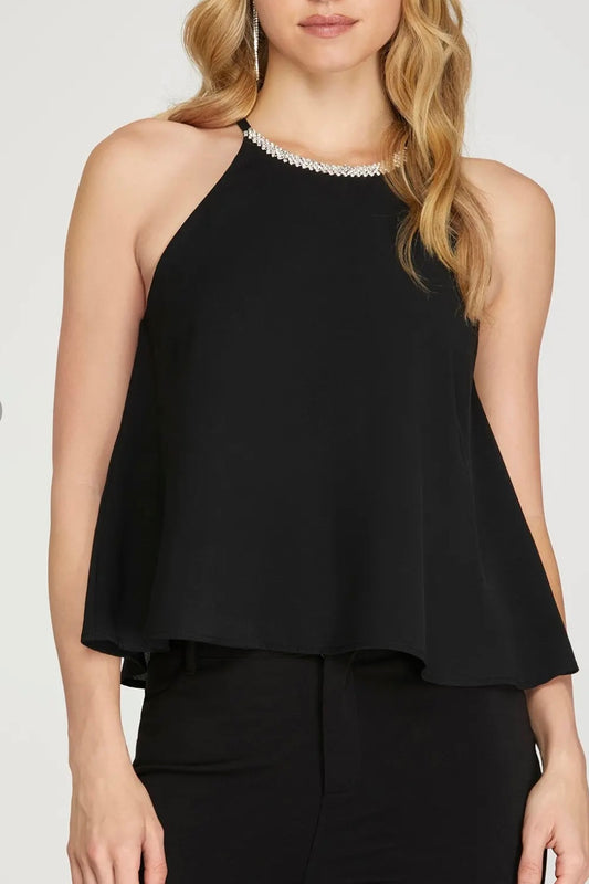 Enchanted Evenings Rhinestone Top (black)