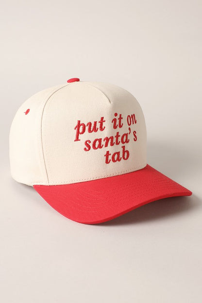 Put It On Santa's Tab Embroidered Baseball Cap (red)