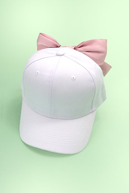 Bow Ribbon Baseball Cap (white/pink)