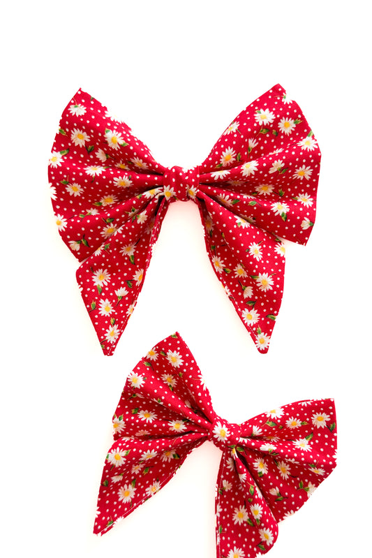 Daisies On Red Pet Bow