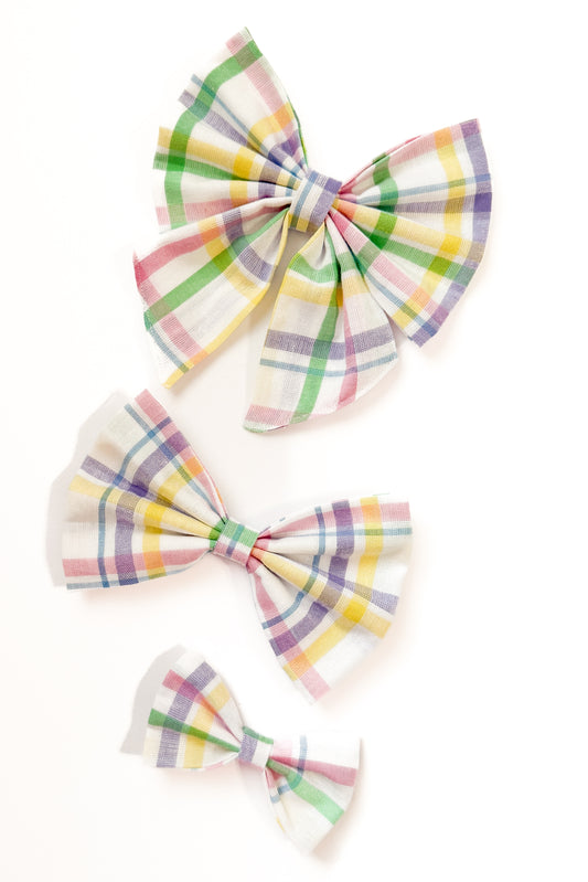 Spring Plaid Pet Bow