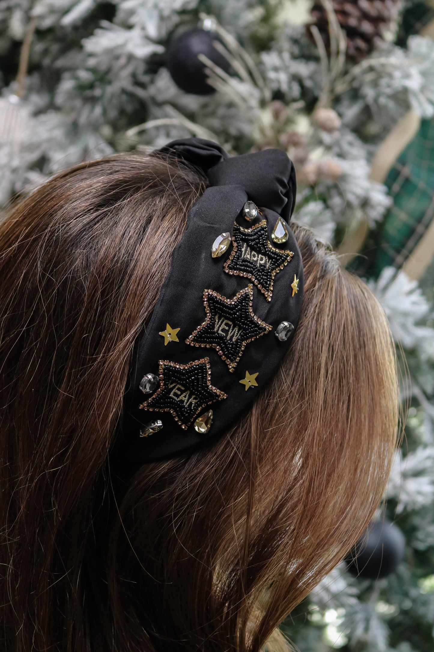 Happy New Year Knot Headband (black)
