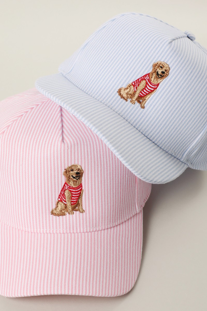 Striped Golden Retriever Hat (blue)