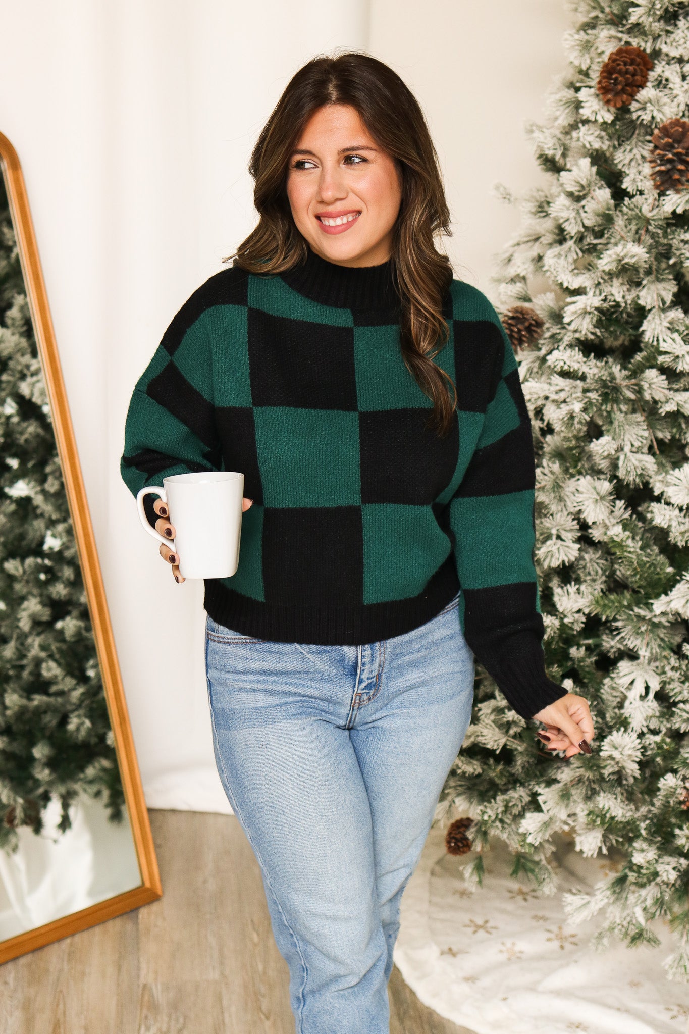 Mountain Getaway Checkered Sweater