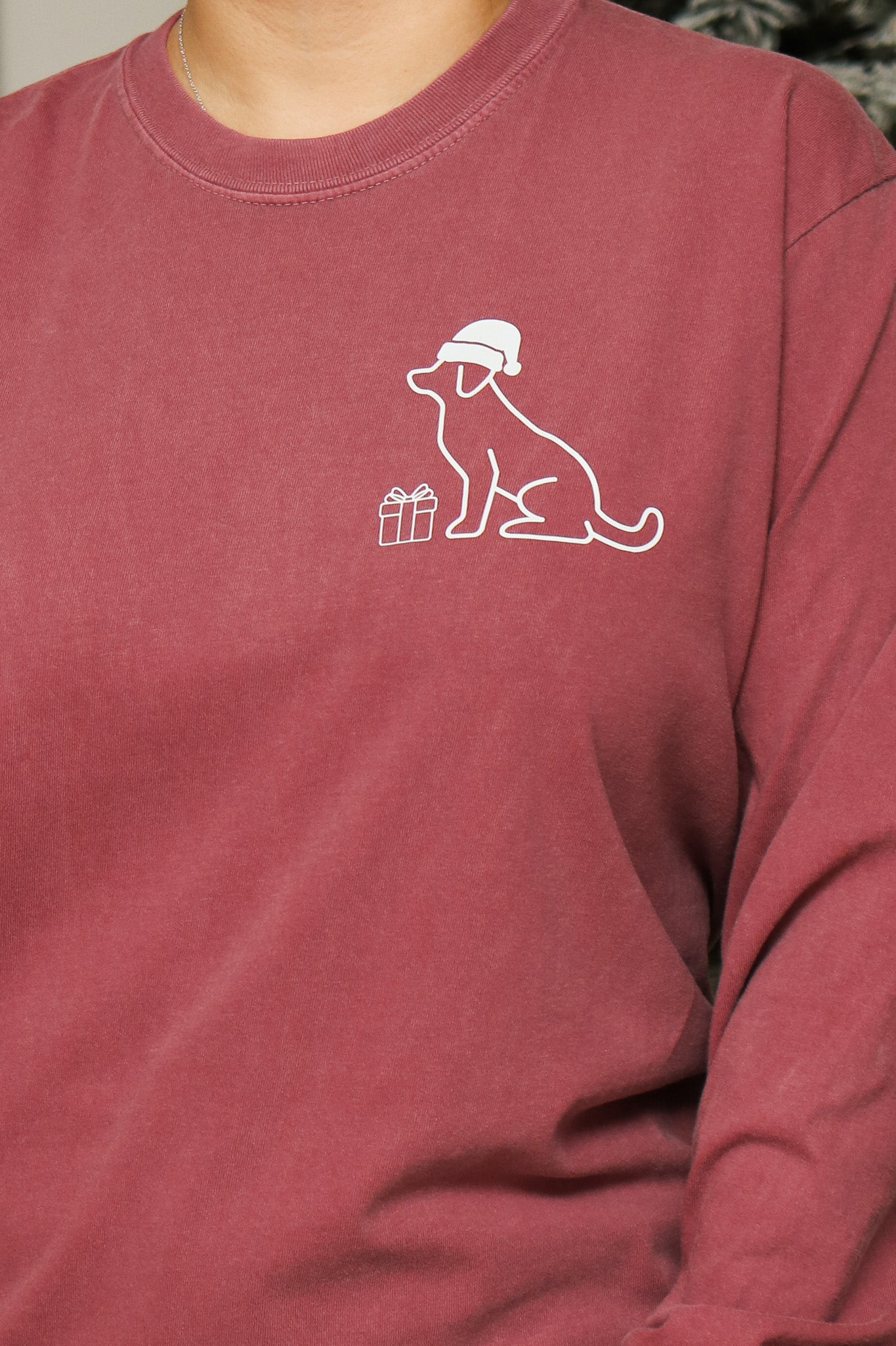 Dog Sleigh Team Long Sleeve Graphic Tee (brick)