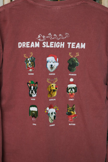 Dog Sleigh Team Long Sleeve Graphic Tee (brick)