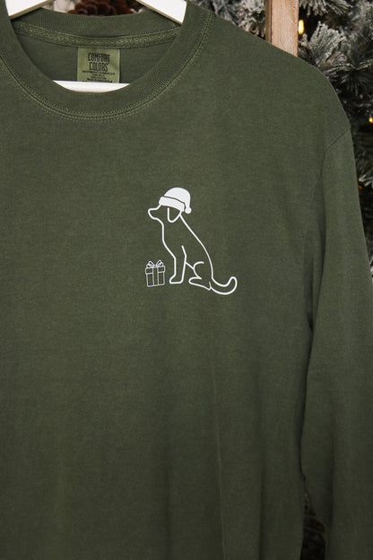 Dog Sleigh Team Long Sleeve Graphic Tee (olive)