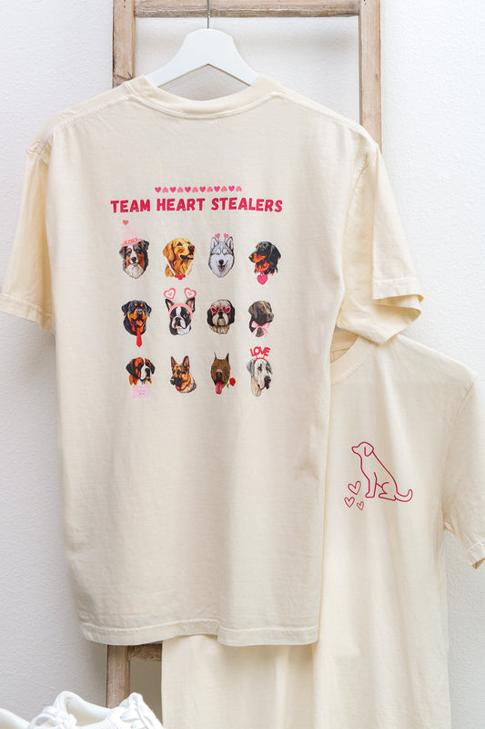 Dog Team Heart Stealers Short Sleeve Graphic Tee (ivory)