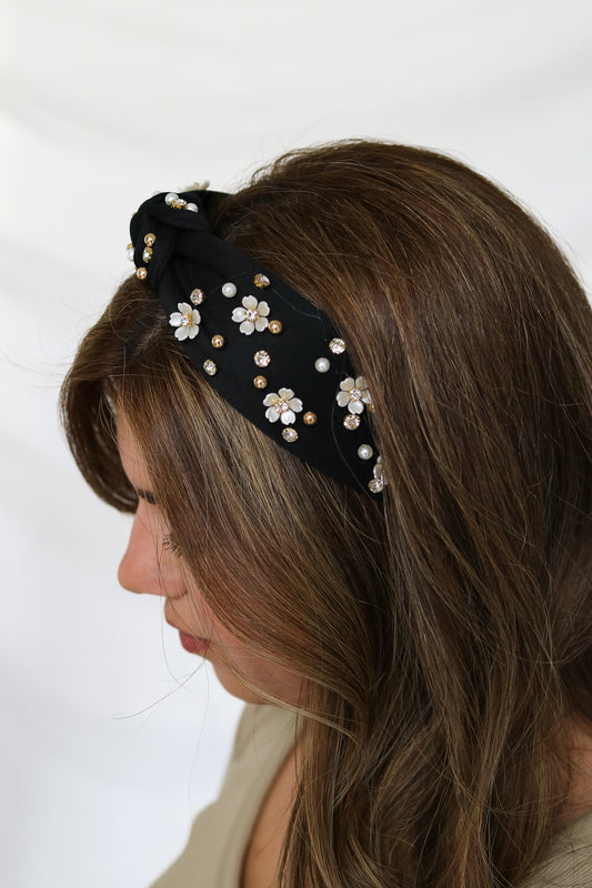 Daisy Pearl Knot Headband