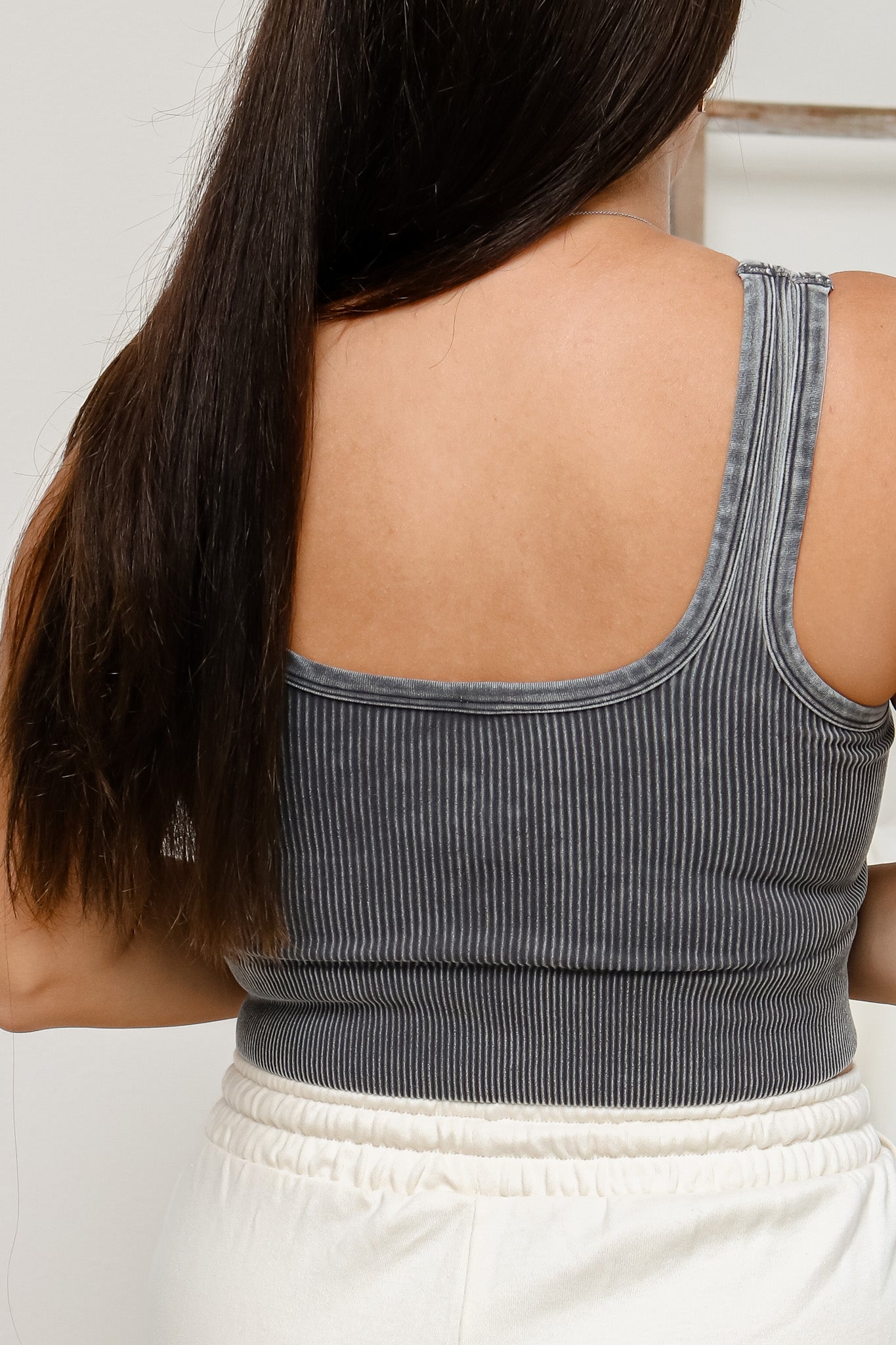 Mineral Washed Cropped Tank Top (ash grey)