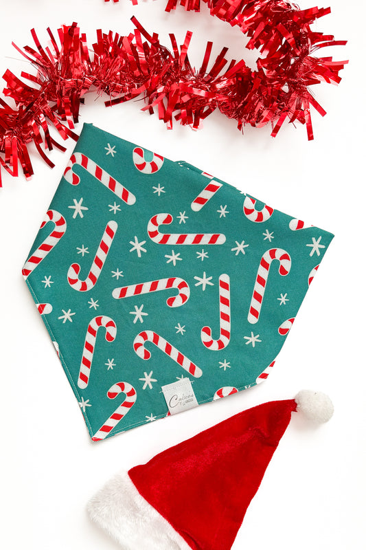 Candy Canes And Stars Bandana (teal)