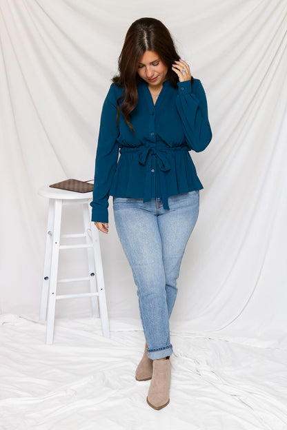 Everyday Chic Tie Front Top (teal)