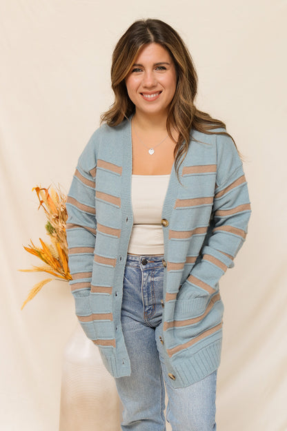 Keeping Warm Striped Cardigan