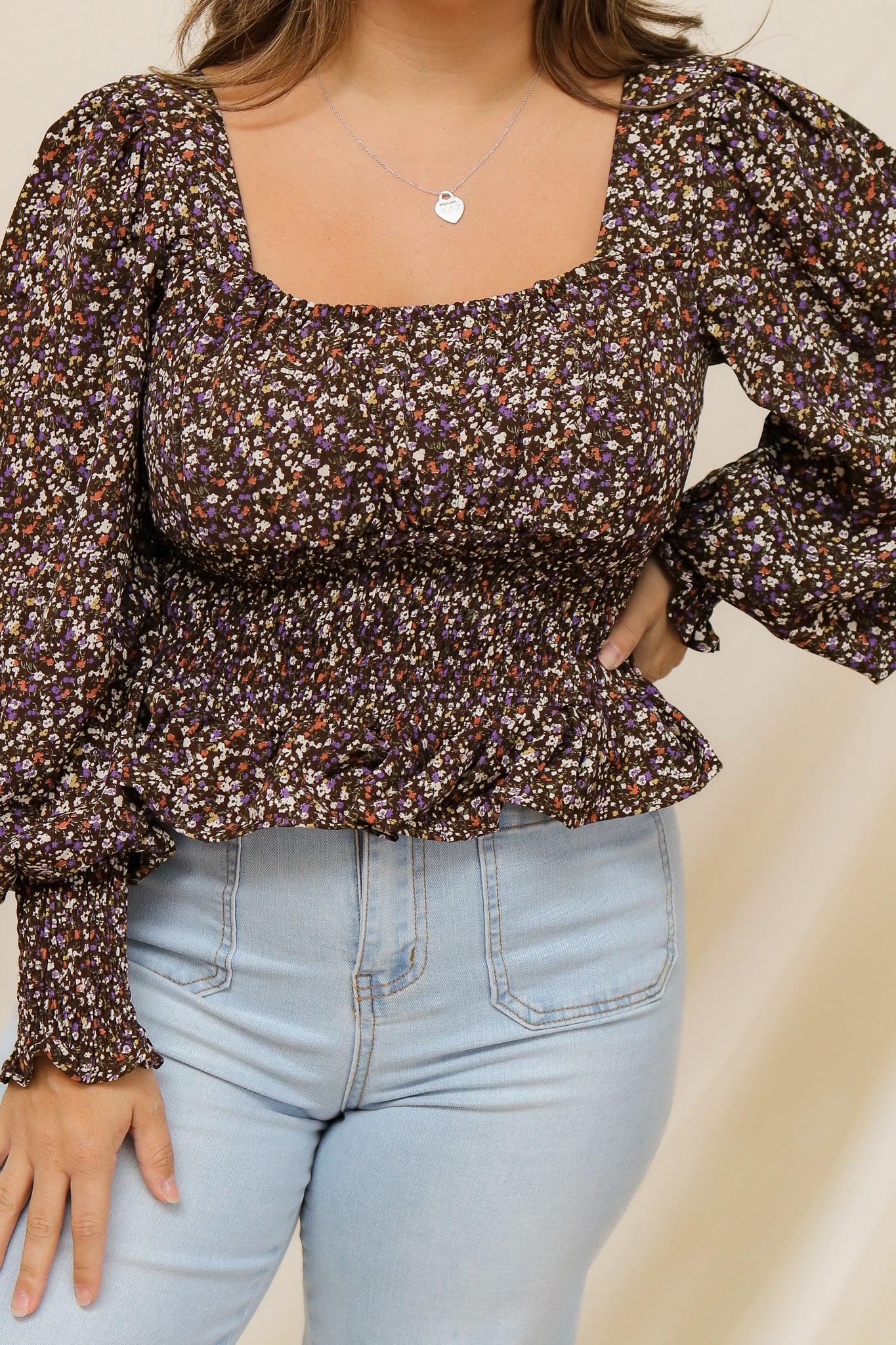 Fall Florals Brown Top