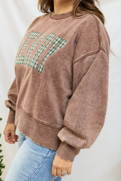 Merry Embroidered Pullover (brown)