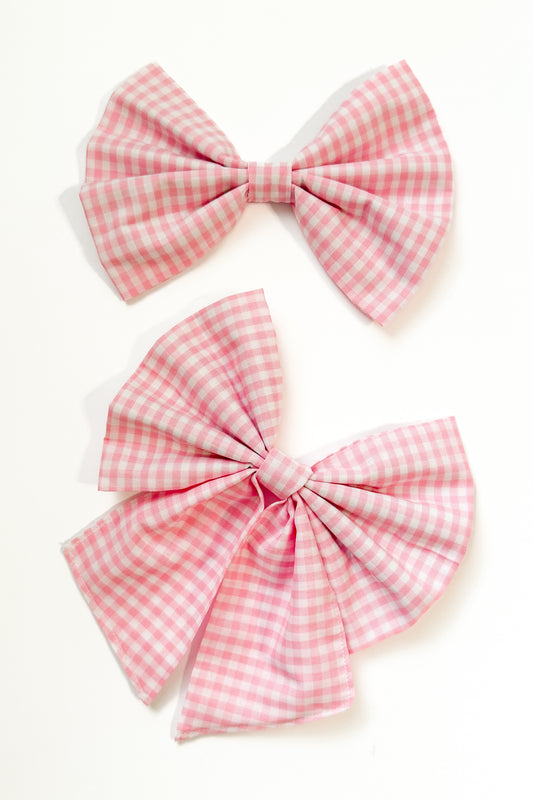 Pink Plaid Pet Bow